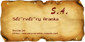 Sárváry Aranka névjegykártya